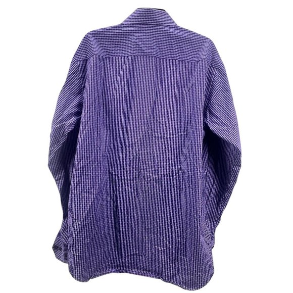 Bugatchi Mens Purple Checkered Long Sleeve Button-Down Shirt Cotton Blend - Picture 2 of 11
